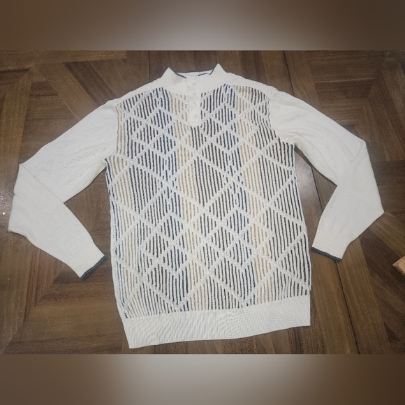 Steve Harvey Celebrity Edition Sweater Sz XL Off White Button Neck - Picture 5 of 12